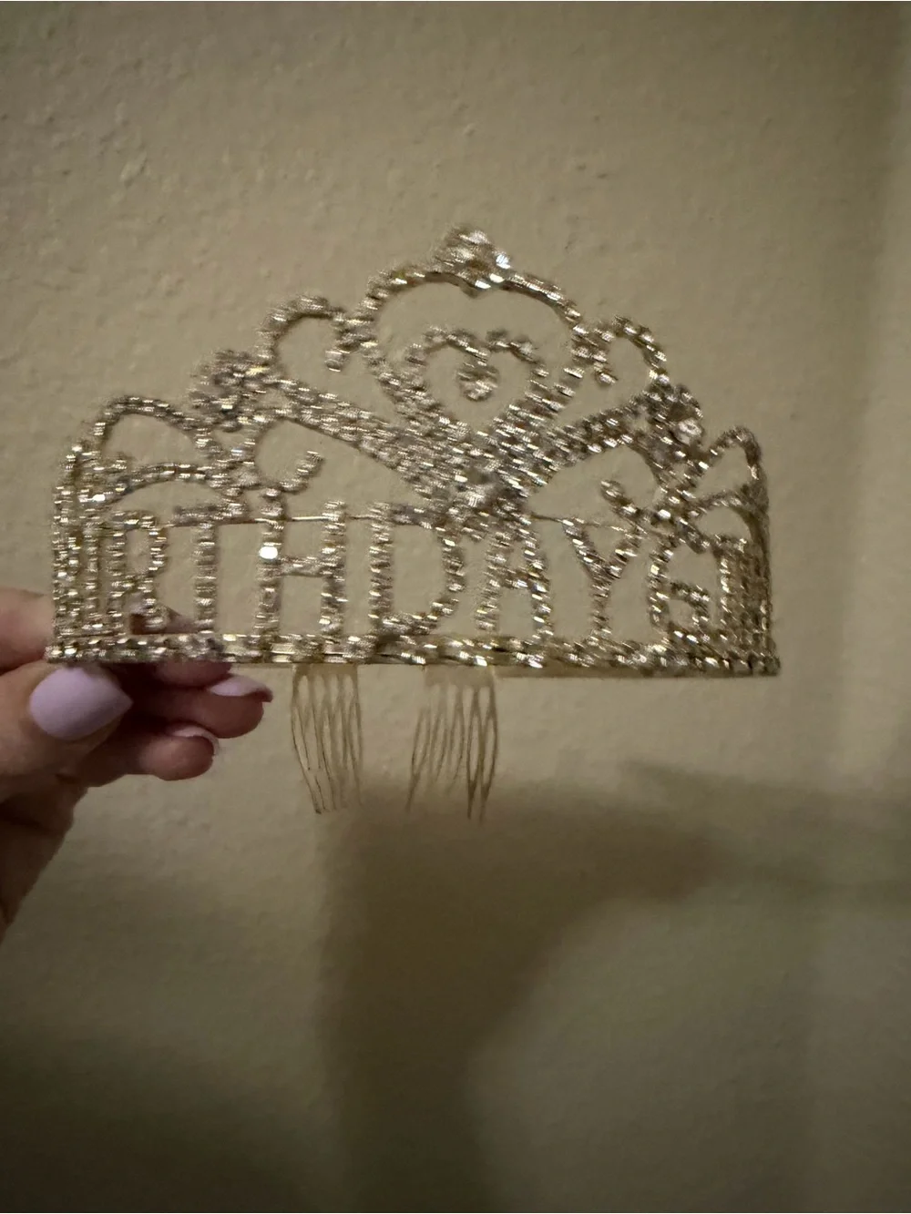 Source Unknown Gold Rhinestone 'Birthday' Tiara Headband